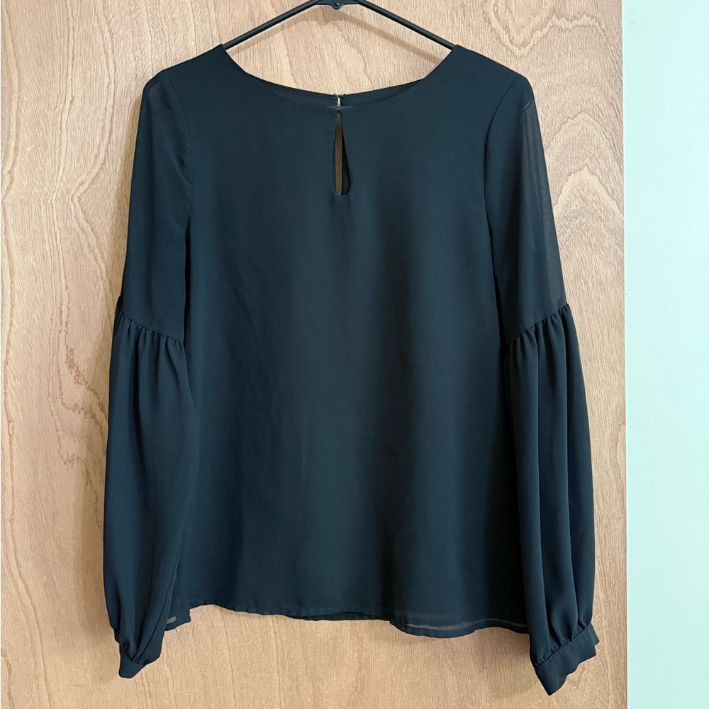 Express Black Blouse with Keyhole Detail